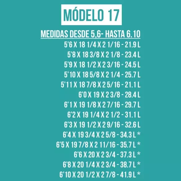 Foam pre shapeado Teccel modelo 17