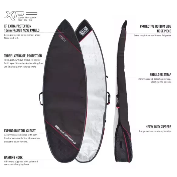 Ocean & Earth Barry Compact Day Longboard cover Black/Red