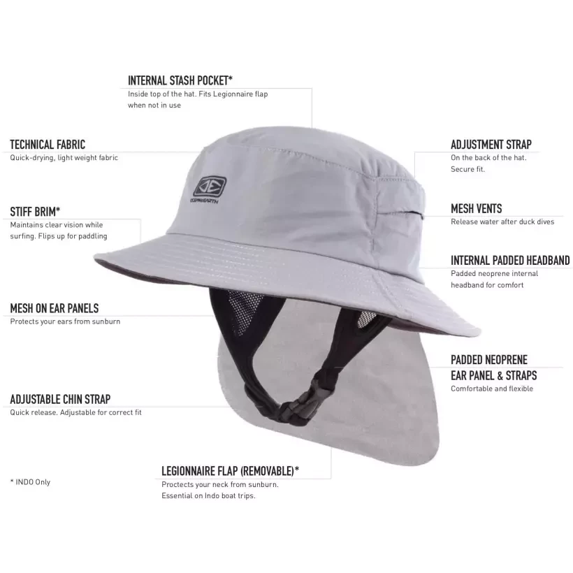 Cappello Ocean & Earth Indo Surf hat Stiff Peak Grey