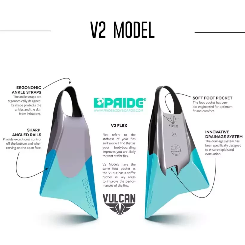 Pride Vulcan V2 Black/Grey Fins