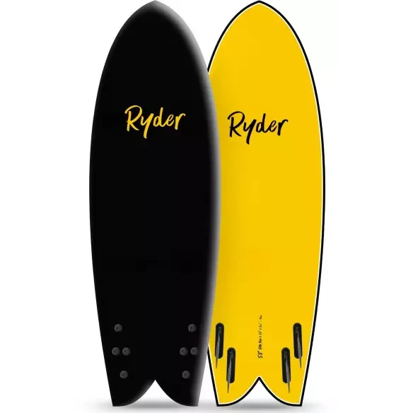 Tabla de surf softboard Ryder Retro Fish Black