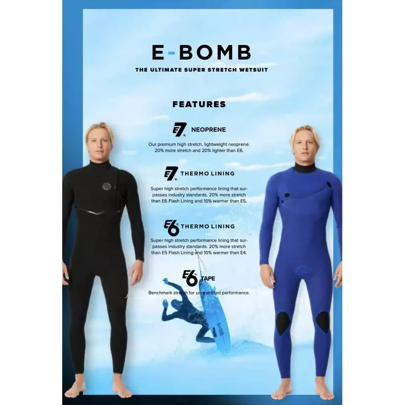 Combinaison Rip Curl E-Bomb 3/2mm Zip Free Black