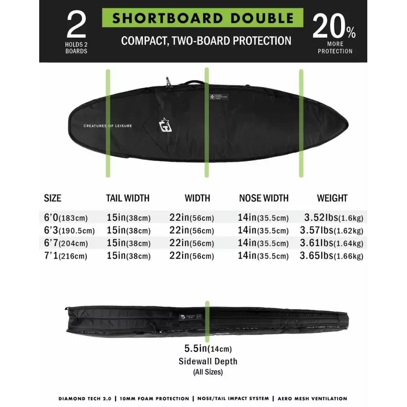 Sacca Creatures Shortboard Doppia DT2.0 Black Silver