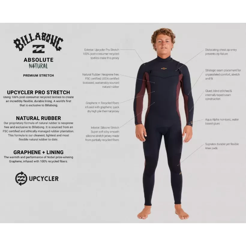 Fato Surf Billabong Absolute Natural 4/3mm CZ Black