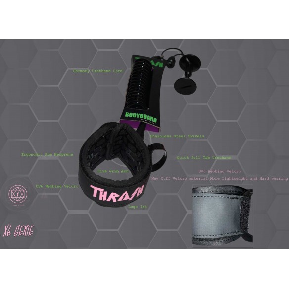 Leash für bodyboard Thrash X6 Ergo Black/White
