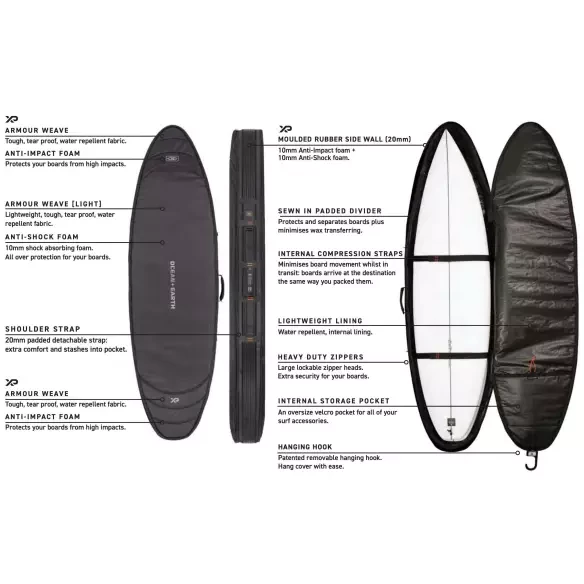 Funda Ocean & Earth HYPA Triple compact Shortboard Black