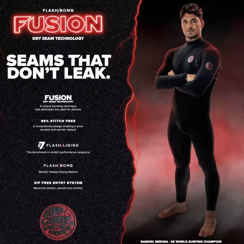 Wetsuit Rip Curl Flash-Bom Fusion 3/2mm Black