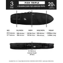 Housse de surf Creatures Fish Triple DT2.0 Black/Silver