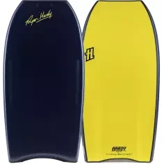 Prancha de bodyboard Hardy Shapes Ryan Hardy Pro Mini Quad Concave K15 PP Midnight Blue/Yellow