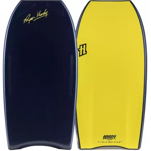 Planche de bodyboard Hardy Shapes Ryan Hardy Pro Mini Quad Concave K15 PP Midnight Blue/Yellow