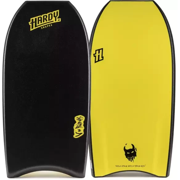 Prancha de bodyboard Hardy Shapes V-Punk Black/Yellow