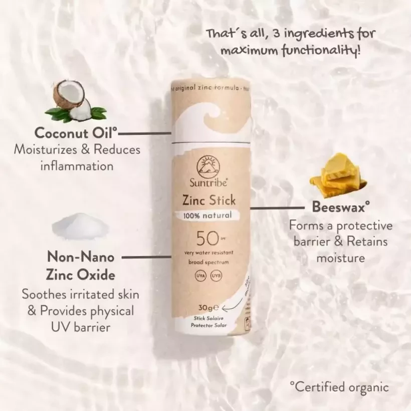 Protezione solare Suntribe Natural Zinc SPF50 White