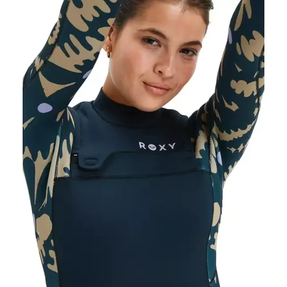 Wetsuit Roxy Swell Natural 4/3mm FZ Black Floral