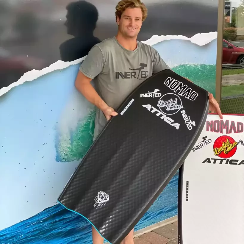 Prancha de bodyboard Nomad Cramsie Quad LTD PP Steel Green/Aqua Blue