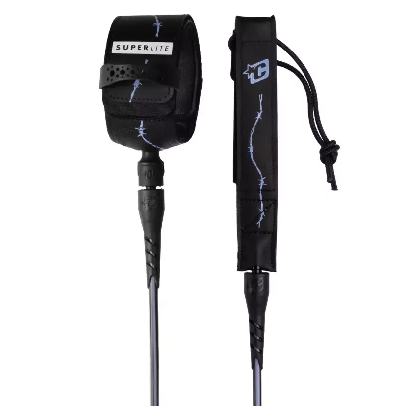 Leash da surf Creature SuperLite Pro Black Purple Haze Barbered Wire
