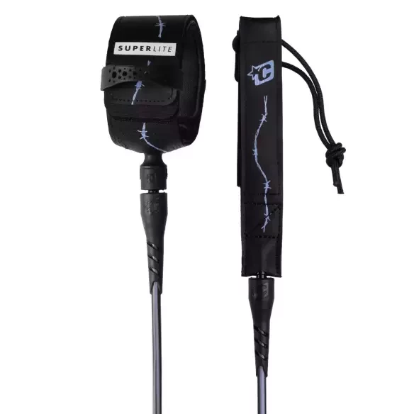 Leash da surf Creature SuperLite Pro Black Purple Haze Barbered Wire
