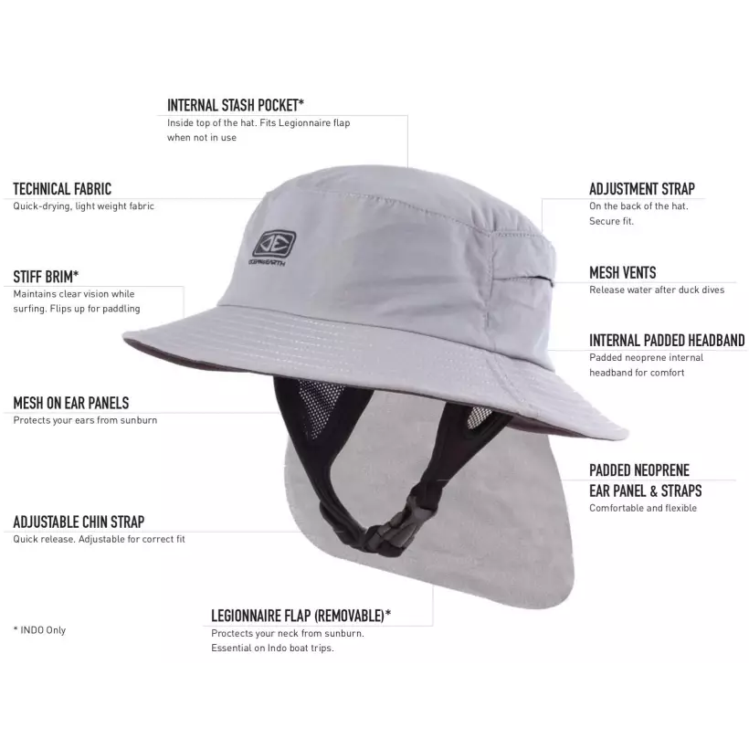 Cappello Ocean & Earth Indo Surf hat Stiff Peak Charcoal