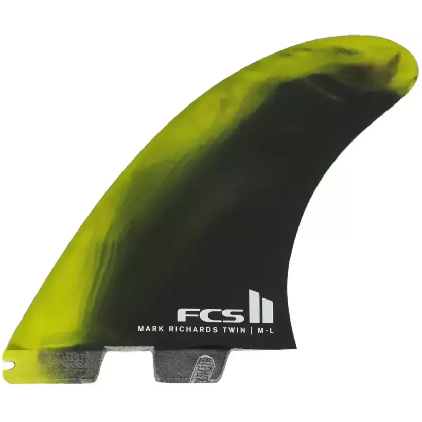 Quillas twin fins FCSII Mark Richards PC + Stabilizer Black/Lime