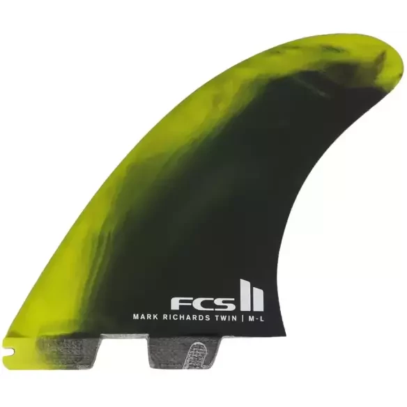 Quilhas surf twin fins FCSII Mark Richards PC + Stabilizer Black/Lime