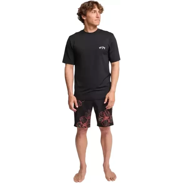 Camiseta Billalong Arch Wave SS preta com proteção UV