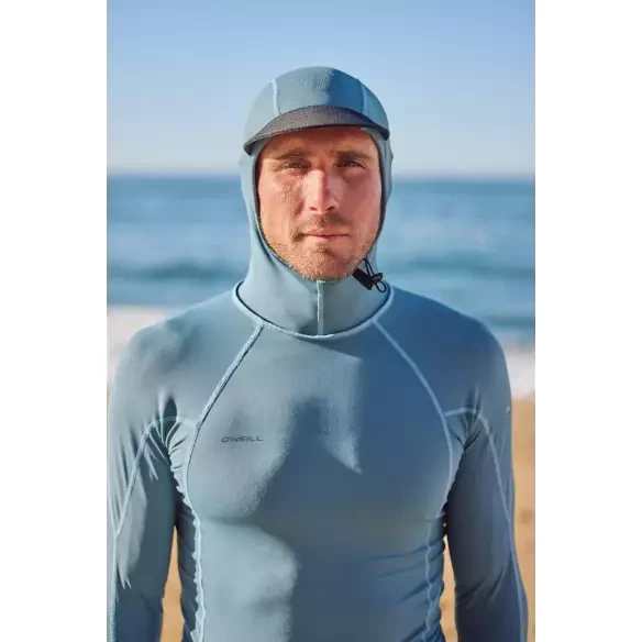 O'Neill Hyperfreak Skins O'Zone LS Blue Fusion Surf Rashguard met capuchon