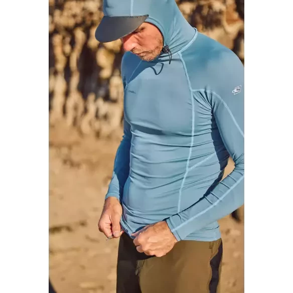 O´Neill Hyperfreak Skins O´Zone LS Blue Fusion Surf Rashguard con cappuccio