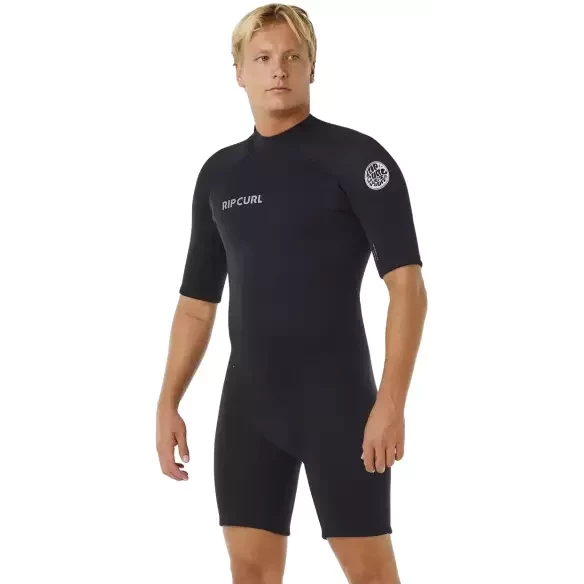 Shorty Rip Curl Trad Flat Lock Back Zip 2/2mm Schwarz