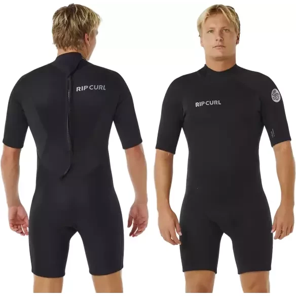 Shorty Rip Curl Trad Flat Lock Back Zip 2/2mm Black