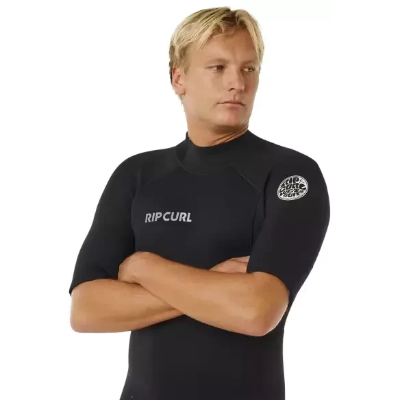 Shorty Rip Curl Trad Flat Lock Back Zip 2/2mm Preto