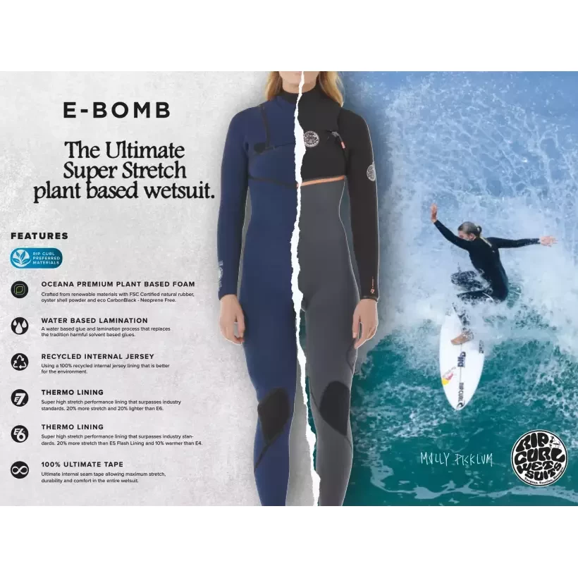 copia di Muta surf Rip Curl E-Bomb Womens 4/3mm Black