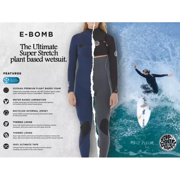 cópia de Fato Surf Rip Curl E-Bomb Womens 4/3mm Black